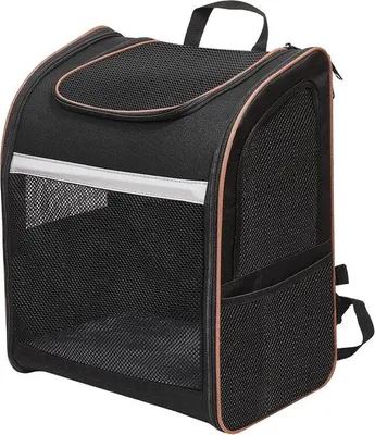 Productafbeelding van Famanu rugzak voor katten, transportbox - comfortabele rugzak voor katten - tot 8 kg - 42 x 33 x 25 cm (zwart)