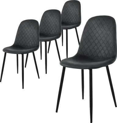 Produktbild von ML-Design 4er Set Esszimmerstuhl mit Rückenlehne, Anthrazit, aus Samt