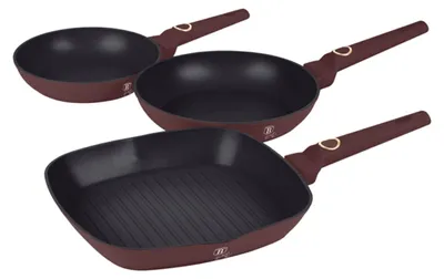 Obrázek produktu pro Berlinger Haus BH-8049, Fritovací sada, Černá, Bordeaux, Hliník, Titanium Pro, 20 cm, 24 cm
