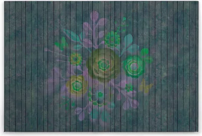 Produktbild von Leinwandbild Blumen 60 x 90 cm - Wandbild Grün Lila Floral - Keilrahmen Wohnzimmerdeko Wanddeko Wandgemälde