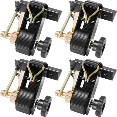 Produktbild von Spanngurte für Leitergestell/Leiterträger - Ratschengurt-Set 4er-Pack - 38 mm Breit - 2,25 m Lang - Doppel-J-Haken - Für Vierkantrohrhalterung - Tragkraft 226,8 kg