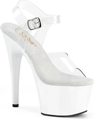 Produktbild von ADORE-708 Pleaser vegane y Damen High-Heels Damen Plateausandaletten klar weiß