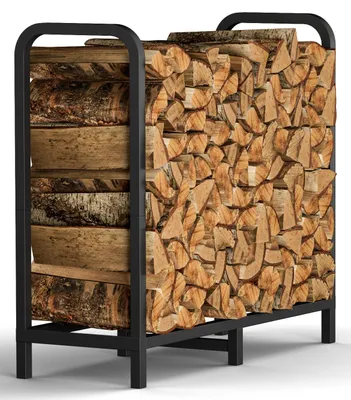Productafbeelding van Brandhoutrek Verstelbaar - 85 cm Breed - 79 cm Hoog - Zwart Staal - Voor Binnen En Buiten - Houtopslag Rek
