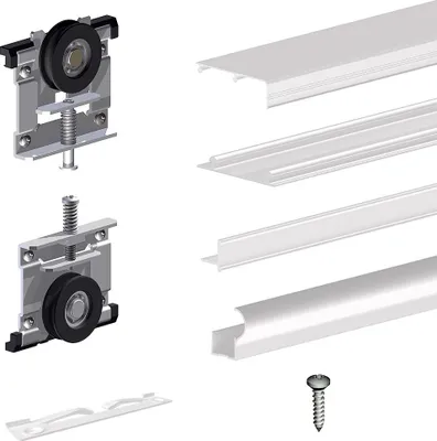 Zdjęcie produktu dla System do drzwi przesuwnych w szafie SLID’UP 220 na 2 skrzydła, grubość drzwi 18 mm, długość prowadnicy 180 cm, kolor bi