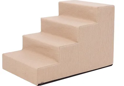 Produktbild von PillowPrim Tiertreppen Eingang Hilfe Kleinere Hunde Stufen Rampe Katzentreppe 4 Stufen Groß Beige Höhe 40 cm