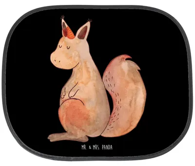 Produktbild von Mr. & Mrs. Panda Sonnenschutz Auto Einhorn Glauben - Schwarz - Geschenk, Einhörnchen, Einhörner, Eichhörnchen, für, Fürs, Unicorn, Eichhorn, Scheibenschutz, Sonnenblende