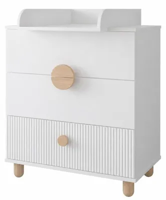 Zdjęcie produktu dla Komoda Z Przewijakiem LOFT Biała 80x90x48 cm 3 Szuflady Zdejmowany Przewijak