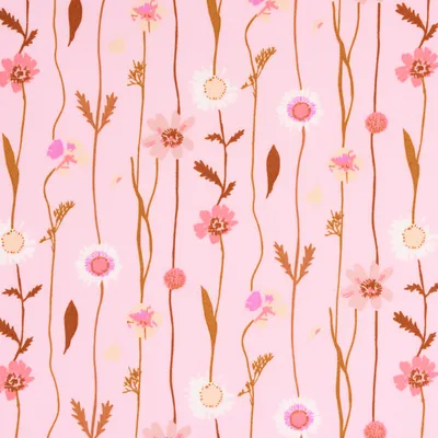 Produktbild von Baumwollstoff Meterware Wildblumen rosa bunt 1,4m