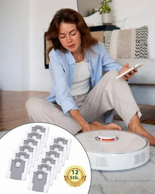 Produktbild von 12 Staubsaugerbeutel Zubehör-Set kompatibel mit Roborock Q Revo, Ersatzbeutel für Saugroboter, Ersatzteile