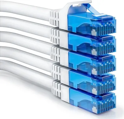 Produktbild von deleyCON 5x 0,25m CAT6 Netzwerkkabel Set - Kurzes 25cm U-UTP RJ45 CAT-6 LAN Kabel Patchkabel Ethernetkabel DSL Switch Router Modem Repeater Patchpanel - Weiß