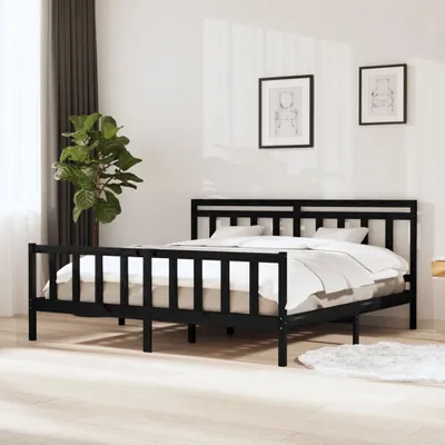 Produktbild von Massivholzbett Schwarz 200x200 cm , Klassische Betten Design 2024