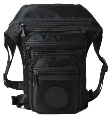 Image de Sac banane en nylon pour femmes et hommes, idéal pour les voyages, la randonnée et la moto, noir.