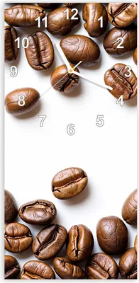 Produktbild von Wanduhr aus Glas mit Motiv Kaffeebohnen- 30 x 60 cm - inkl. Aufhängesystem