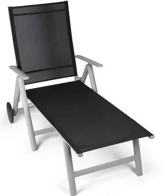 Produktbild von Vanage I Sonnenliege I mit Rollen, Gartenliege, Klappbar, Liege, Relaxliege, Rollliege Alu, schwarz, VG-0307