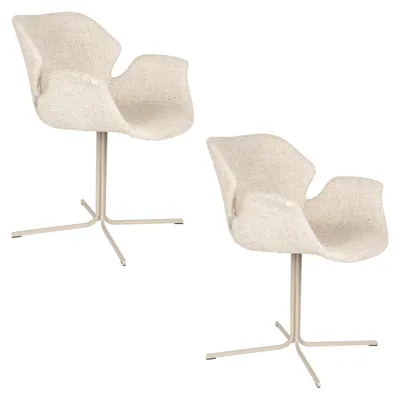 Produktbild von Zuiver Nikki Esszimmerstuhl mit Armlehnen Beige - 2 er Set