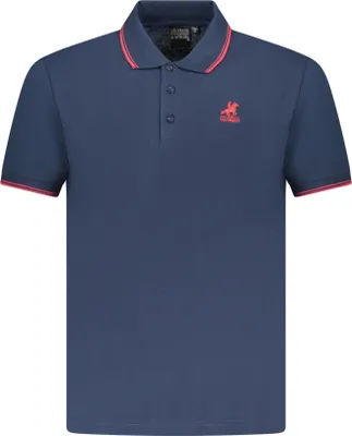 Produktbild von Herren Kurzarm-Poloshirt Blau mit Kontrastdetails und Stickerei