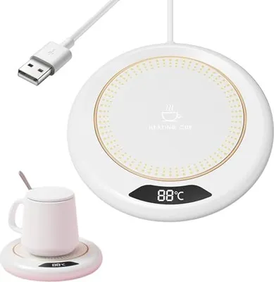 Produktbild von Elektrischer Kaffeewärmer, Smart Schreibtisch Tassenwärmer Mit 3 Temperatureinstellungen, Tragbarer USB Kaffee Tee Milch Getränkewärmer