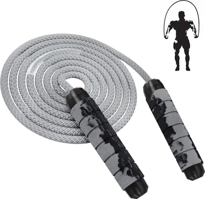 Produktbild von Springseil Fitness, Profi Training Sprungseil Erwachsene mit Gewichten, Seilspringen mit Kugelgelagert, Jump Rope Länge & Gewichtsblöcke Einstellbar Skipping Rope, Ideal für Boxen, MMA, HIIT(Grau)