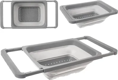 Produktbild von Orion Küchensieb Spülbeckensieb Faltsieb Seiher Nudelsieb Universalsieb faltbar ausziehbar 55x26,5x12 cm