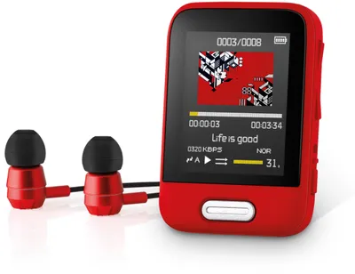 Obrázok produktu pre SENCOR SFP 7716 RD MP3/MP4 prehrávač 16 GB s Bluetooth 16 GB vnútorná pamäť Bluetooth 4.1, 1,8" TFT displej, 160 × 128 px Podpora AMV video formátu Podpora AVI...