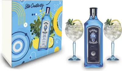 Produktbild von Bombay Geschenkset - Bombay Sapphire EAST Gin 0,7L (42% Vol) + 2er Set Ballon Glas / Gläser- [Enthält Sulfite]