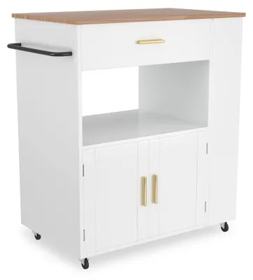 Productafbeelding van Keukentrolley - Serveerwagen - Opbergtrolley - Keukenrek - Keukenkast - Met Wielen - Rubberwood Werkblad