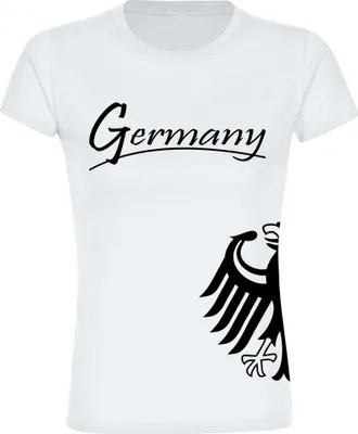 Produktbild von multifanshop Damen T-Shirt - Germany - Adler seitlich, weiß, Größe XXL