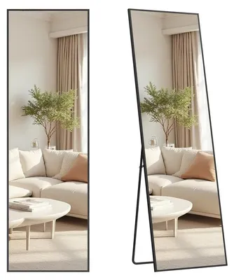 Obrázok produktu pre Obdĺžnikový celotelesný zrkadlo so stabilným rámom | Shadesblack | 160x50 cm