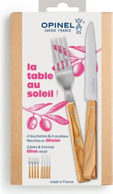 Produktbild von Opinel LA TABLE AU SOLEI Set, 4 Gabeln + 4 Messer, Olive