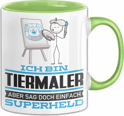 Produktbild von Tiermaler Geschenk Tasse Ich Bin Tiermaler Aber Sag Doch Einfach Superheld Lustige Geschenkdiee für Tiermaler Kaffee-Becher (Grün)