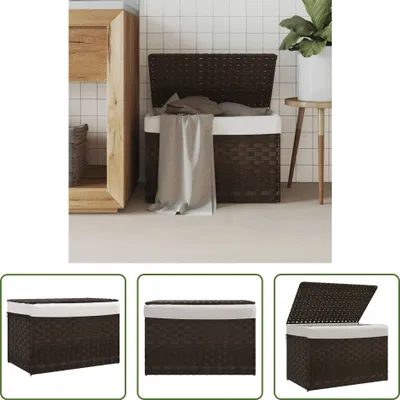 Obrázok produktu pre The Living Store Kôš na bielizeň s vekom Tmavo hnedý 55,5x35x34 cm Polyratan