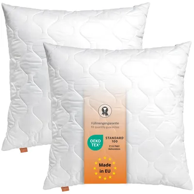 Immagine prodotto di Cuscino 80 x 80 cm, set di 2, cuscino da letto, 100% microfibra, adatto a chi soffre di allergie, sleepling Basic 100
