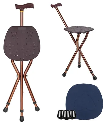 Immagine prodotto di Bastone da passeggio pieghevole con seduta - Alluminio - 83 a 93 cm - 120 kg