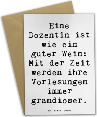 Produktbild von Mr. & Mrs. Panda Beileidskarte Spruch Dozentin Genuss - Weiß - Geschenk, guter Wein, Berufsleben, Berufsalltag, babykarte, dankeskarten, einladungskarten, Hingabe, Beruf