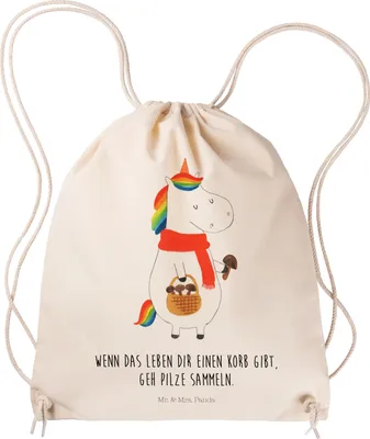 Produktbild von Mr. & Mrs. Panda gym tasche Einhorn Pilz - Transparent - Geschenk, Unicorn, wander rucksack, Jutebeutel, Pilze, Motivation, Spruch, Einhörner, Turnbeutel, Beutel