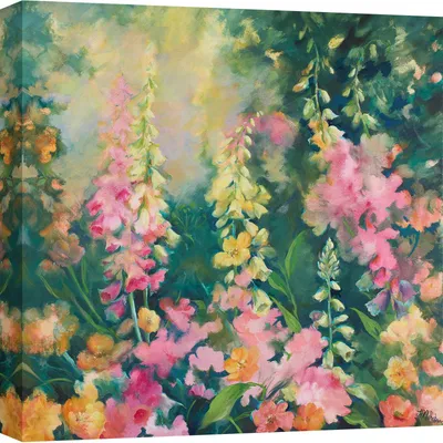 Image de Peinture sur toile avec fleurs - Nel Whatmore - Fleurs de Columbine - 50x50 cm