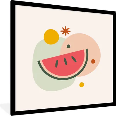 Produktbild von MuchoWow® Gerahmtes Poster Wassermelone - Obst - Sommer 40x40 cm - Poster mit Schwarzem Bilderrahmen Wandposter Rahmen Foto Bilder - Mit Rahmen - Wanddekoration Schlafzimmer