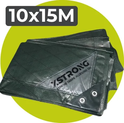 Zdjęcie produktu dla Xstrong Allround 120 - plandeka - 10x15 - zielona - wodoodporna i odporna na promieniowanie UV - duża plandeka