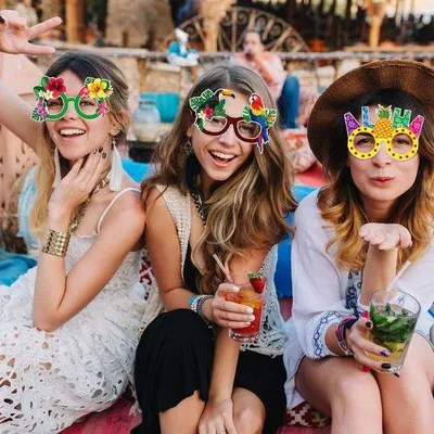Obrázek produktu pro 16 kusů havajských brýlí, tropické party doplňky, vtipné sluneční brýle, rekvizity na focení, léto, pláž, párty doplňky pro děti i dospělé