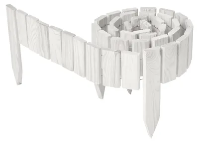 Produktbild von Garronda Beeteinfassung Holz Rollzaun Gartenzaun imprägniert Flexibler Rollborder Rasenkante  Länge: 200 cm (Weiß, Höhe: 10 cm)