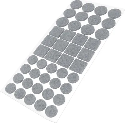 Produktbild von Adsamm® | 44 x Filzgleiter / Grau / verschiedene Größen / Ø 28 mm / Ø 20 mm / 25x25 mm / 3.5 mm starke selbstklebende Filz-Möbelgleiter in