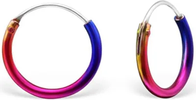 Produktbild von Creolen „Regenbogen“: bunte Ohrringe aus Silber (12 mm)