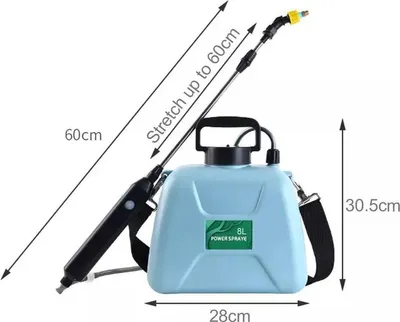 Elektrische Pflanzenspritze - Drucksprüher - Mit Akku - Kabellos - 8 Liter - Ladekabel - 3 Düsen