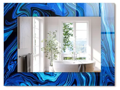 Produktbild von Abstraktes blaues Muster – Rechteckiger Spiegel mit Druck 80x60 cm – Modern - Dekorativ für die Wand