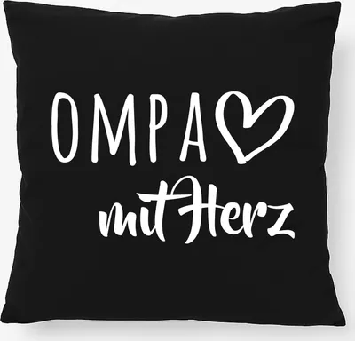 Produktbild von Huuraa Kissen OMPA mit Herz 40x40cm mit Füllung Black Baumwolle Dekokissen Geschenkidee
