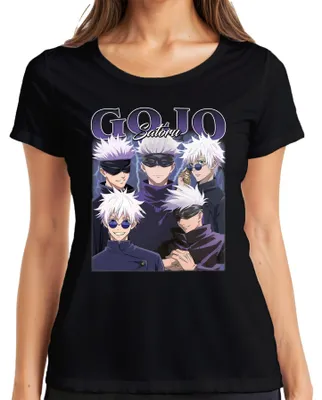 Zdjęcie produktu dla Gojo Satoru Jujutsu Kaisen Blindfold White Hair Anime Gift Ladies T-Shirt, Czarny, L