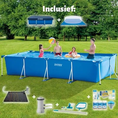 Produktbild von Rechteckiges Schwimmbad - 450 x 220 x 84 cm - Blauw - Komplettset - Inklusive Pumpe & Zubehör