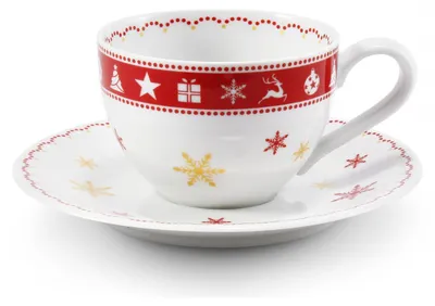 Produktbild von Weihnachtsporzellan, Tasse und Untertasse, 0,20 l, tschechisches Porzellan, Leander