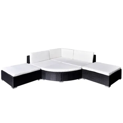 Immagine prodotto di vidaXL Set di 6 pezzi da giardino con cuscini in polirattan nero