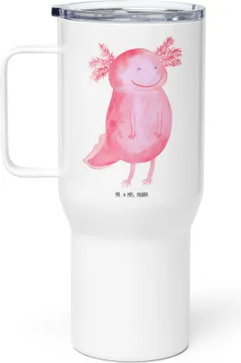 Produktbild von Mr. & Mrs. Panda Thermobecher Axolotl Glücklich - Weiß - Geschenk, getränkebecher, Kaffee-Thermobecher, Schwanzlurch, Teetasse, gut Gelaunt, Lebensfroh, Motivation, Lurch